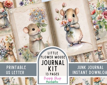 Cute Little Mouse, Junk Journal Kit, Vintage, Journal Pages, Junk Journal, Woodland, Whimsy, Mouse, Ephemera, Printable, Scrapbook, Download