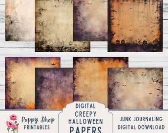 Gruseliges Halloween, Junk Journal, Papiere, Printable, Halloween, Distressed, Grunge, Spooky, 12x12, Hintergrund, Digital Download.