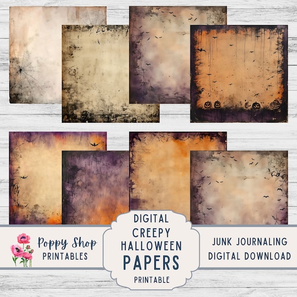 Creepy Halloween, Junk Journal, Papers, Printable, halloween, Distressed, Grunge, Spooky, 12x12, background, Digital Download.