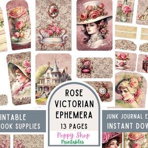 Oggetti effimeri vittoriani, Vintage, Donne vittoriane, Effimeri del diario spazzatura, Forniture per diario, Tag, Carta, Stampabile, Scrapbook, Download digitale