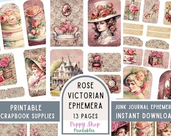 Victorian Ephemera, Vintage, Victorian Women, Junk Journal Ephemera, Journaling Supplies, Tags, Card, Printable, Scrapbook, Digital Download