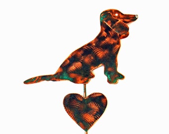 Whimsical Wiener Dog Garden Decor - Metal Dachshund Ornament for Planters - Unique Outdoor Statue