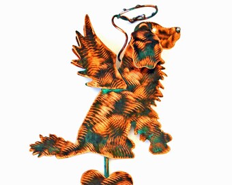 Handcrafted Copper Golden Retriever Memorial Miniature Stake - Honor Your Furry Friend in the Garden