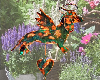 Dachshund Angel Memorial Metal Copper Garden Stake