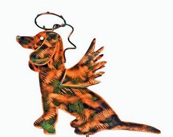 Dachshund Memorial Copper Garden Stake - Sitting Angel Wiener Dog