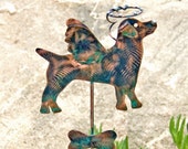 Jack Russell Pet Memorial Metal Garden Art Stake, Garden Dog Memorial Marker, Grave Marker, Dog Sculpture Copper Pet Memorial,