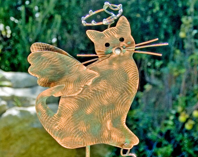 CAT Pet Memorial Angel Metal Garden Stake Metal Yard Art Etsy
