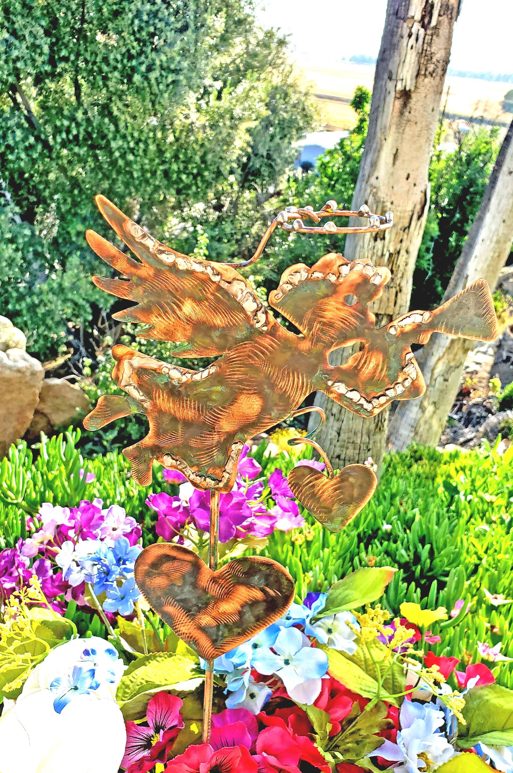 ANGEL Garden Stake / Metal Copper Yard Art Memorial / Etsy