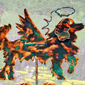 Golden Retriever Memorial Sculpture, Copper Dog Angel Art, Garden Sympathy Gift, Remembrance Keepsake