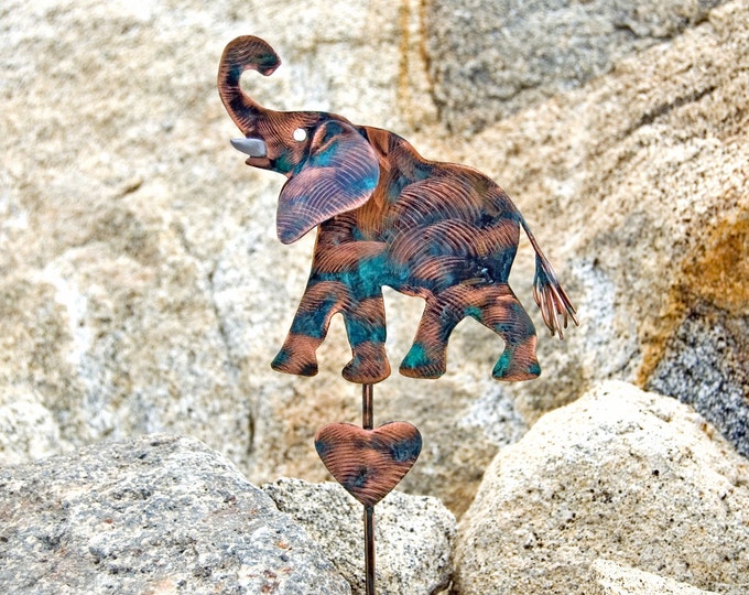 Elephant Garden Stake / Metal Yard Art / Copper / Plant Stake Etsy
