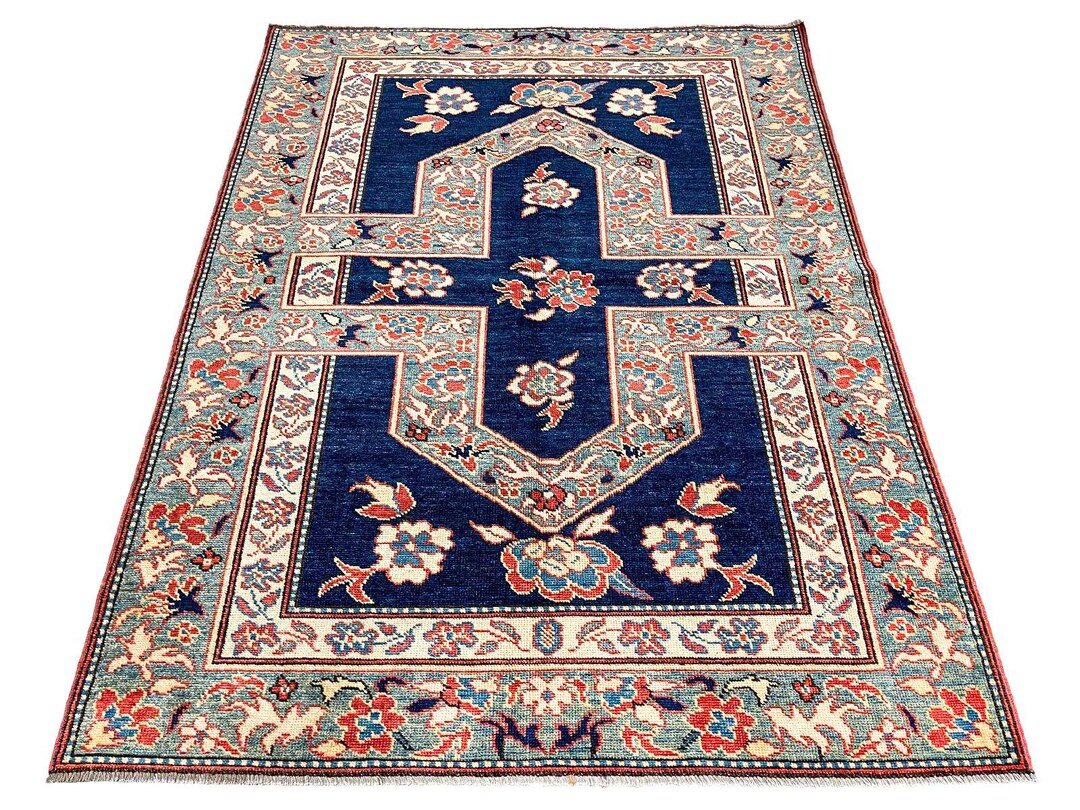 4x6 Navy and Green Vintage Area Rug - Etsy
