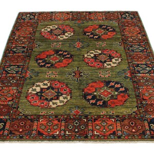 4x6 Green and Multicolor Vintage Area Rug