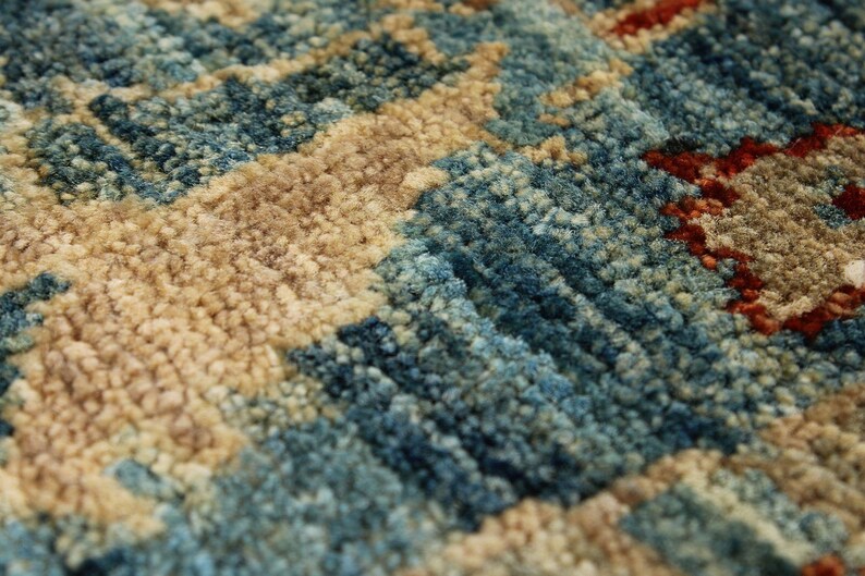 5x8 Light Blue and Rust Vintage Area Rug - Etsy