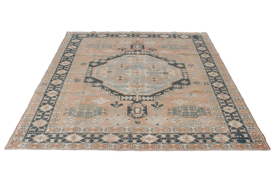 6x7 Rug 6x7 Peach and Green Vintage Area Rug - Etsy