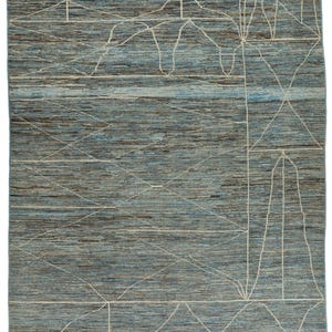 10x14 Light Blue and Ivory Contemporary Area Rug, Modern, Abstract