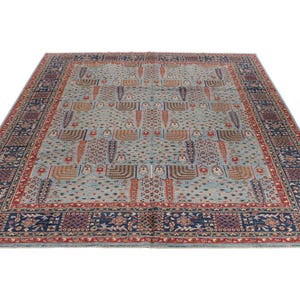 10x14 Light Blue and Navy Vintage Area Rug