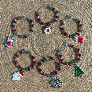 Christmas wine charms, set of 6