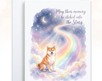 Shiba Inu Rainbow Bridge Sympathy Card, Dog Loss Gift, Celebration of Life Pet Memorial Gift