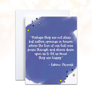 Loss of a Loved One Eskimo Proverb Sympathy Card, Perhaps they are not Stars, Inuit Comfort Letter image 1