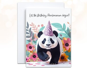 Panda Pun Birthday Card, Floral Mom Birthday Card for Panda Lover