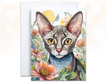 Sphinx Cat Blank Card - Mothers Day Card for Cat Mom, Cat Sympathy Card