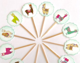 Llama Cupcake Toppers. Llama Baby Shower. Llama Birthday Party. Llamaste. Llama Party Supplies.