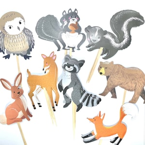 Woodland Cupcake Toppers, Woodland Baby Shower, Woodland Animals, Woodland Cake Topper, Woodland Sticker Set, Woodland Creatures Birthday