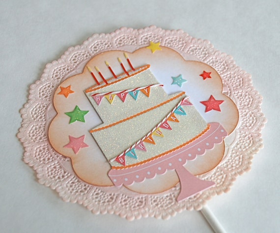 happy birthday banner cake topper etsy