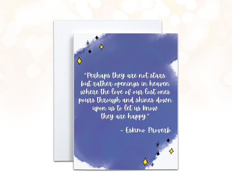 Loss of a Loved One Eskimo Proverb Sympathy Card, Perhaps they are not Stars, Inuit Comfort Letter image 1