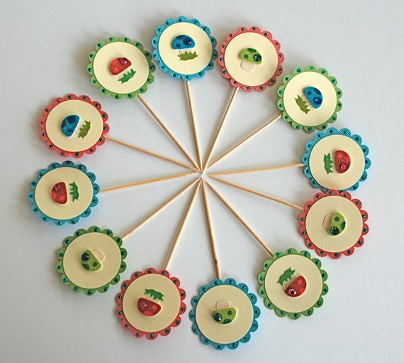 Mushroom Cupcake Toppers Mushroom Decor Woodland Themed Etsy