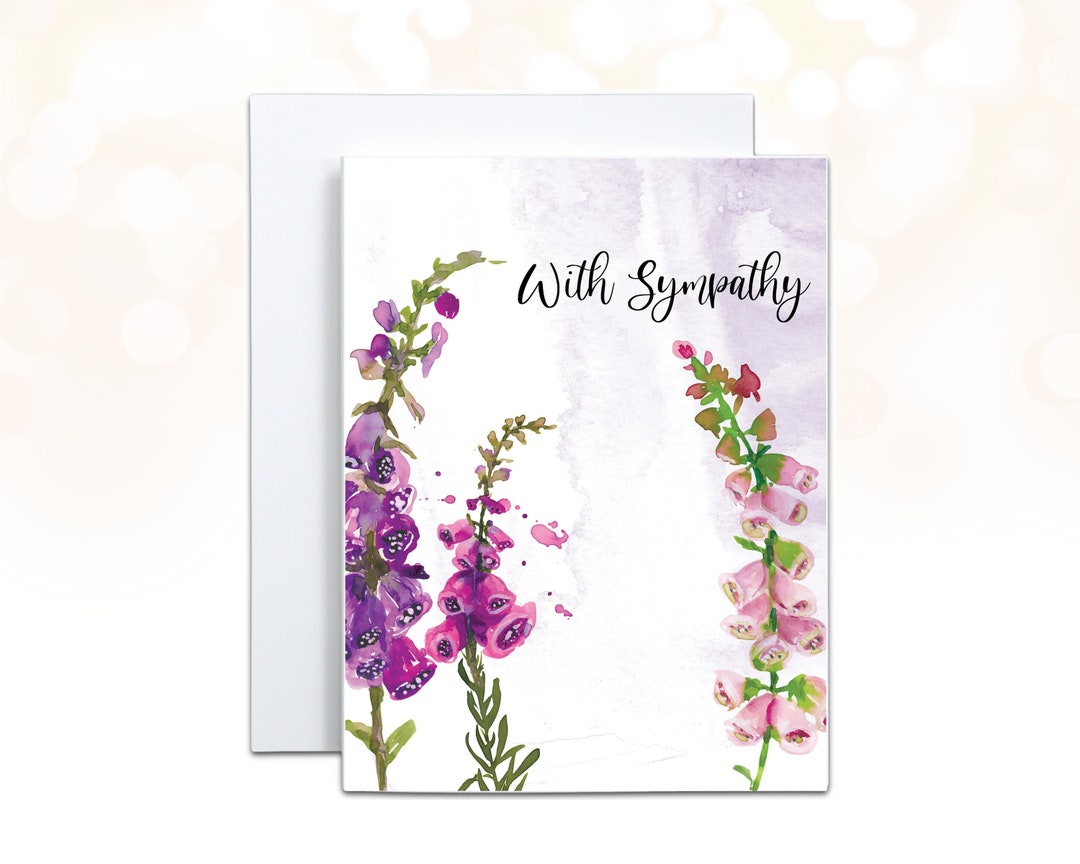 Bellflower Sympathy Card Set, Bereavement Card, Purple Floral