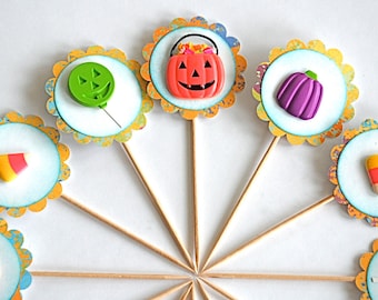 Halloween Candy Cupcake Toppers, Unique Halloween Decor, Trick or Treat Bags