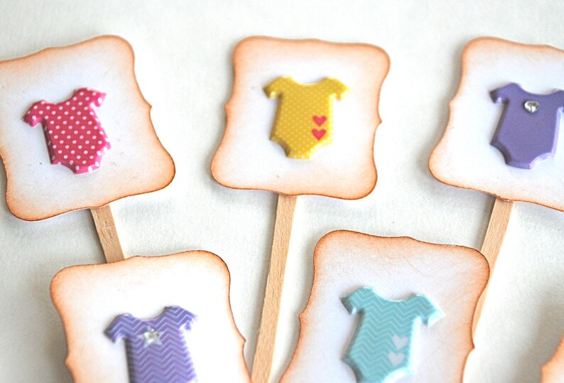 Baby Shower Decorations It/'s a Girl. Baby Shower Cupcake Toppers Baby Onesies Baby Girl Cupcake Toppers