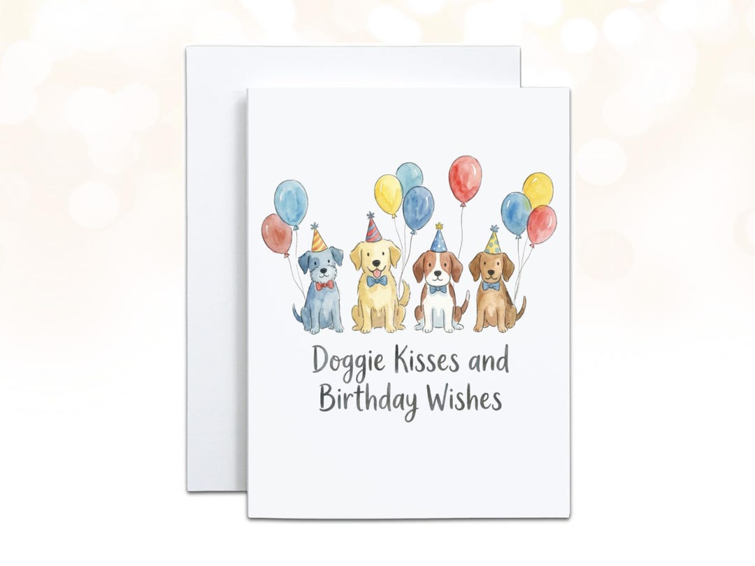Dog Lover Watercolor Birthday Card ~ Doggie Kisses and Birthday Wishes ...