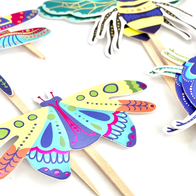 Bug Cupcake Toppers, Bug Party, Bee Decor, Bug Baby Shower, Big Butterfly Party Decor, Bug Sticker Set, Bug Birthday, Dragonfly Insect Party image 4