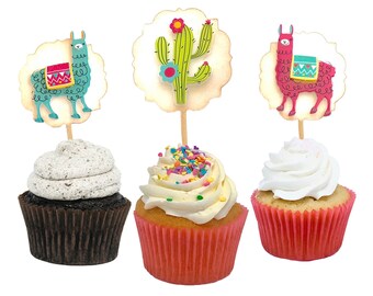 Llama Birthday, Llama Cupcake Toppers, Llama Party, Llama Gifts, Llama Cake Topper