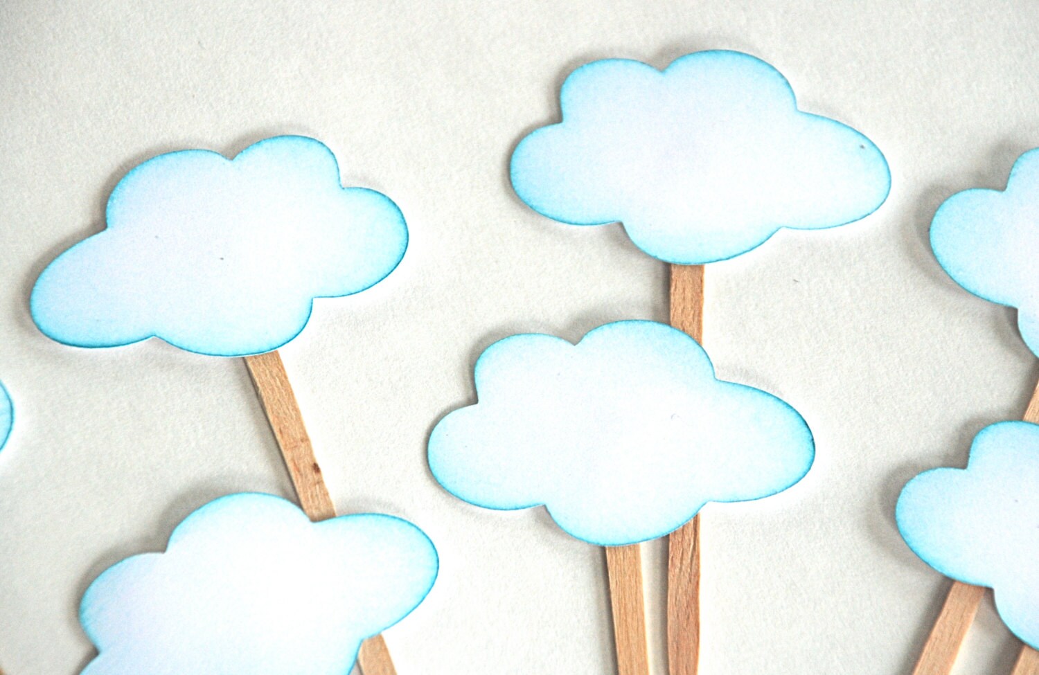 Blue Fluffy Cloud Cupcake Toppers. Cloud birthday theme. | Etsy