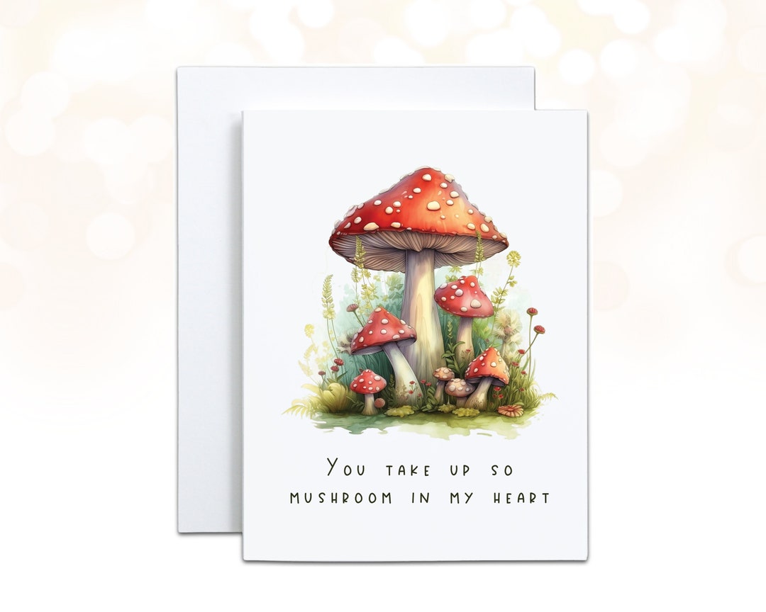 "You Take Up So Mushroom In My Heart" Banner - Red & White Mushroom Party Decor For Birthdays & Anniversaries