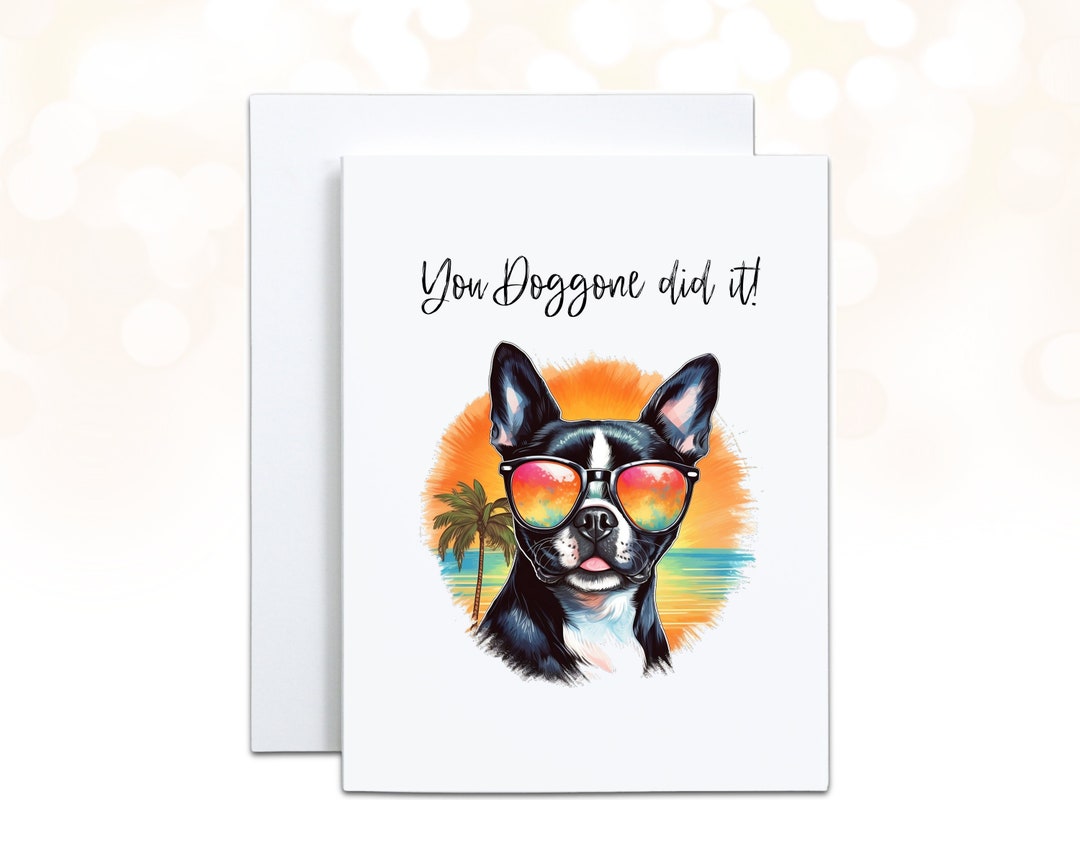 Boston Terrier Congratulations Card Boston Terrier Gifts You Etsy