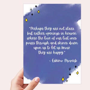 Loss of a Loved One Eskimo Proverb Sympathy Card, Perhaps they are not Stars, Inuit Comfort Letter image 2