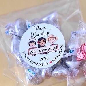 1.9 inch Stickers with bags JW 2025 special convention gifts bulk, pure worship