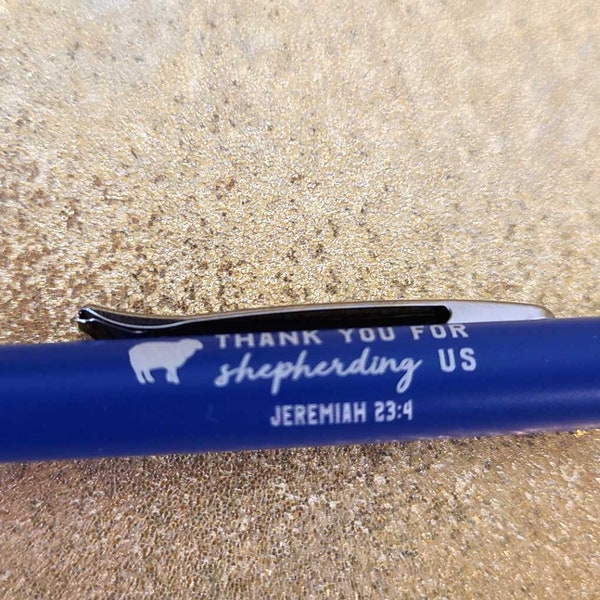 Pen pack with stylus elder school gift for brothers Thank you for shepherding us Jeremiah 23:4 sheep navy blue silver