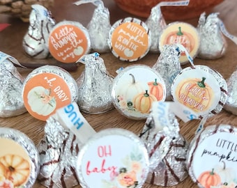 Pumpkin baby shower stickers mini 0.75 inch