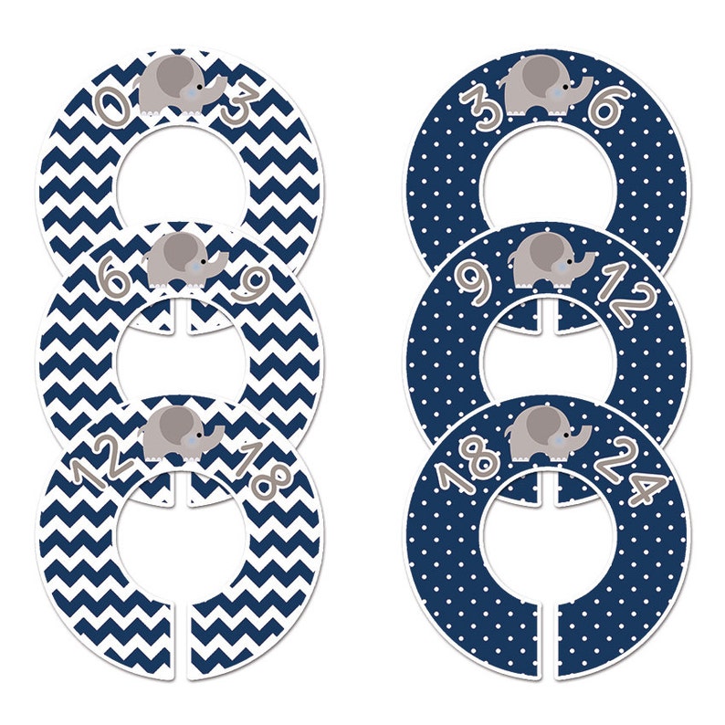 6 Closet Size Dividers No 189 Baby Month Hanger Elephant