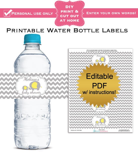 diy editable printable water bottle labels pdf no35p gray etsy