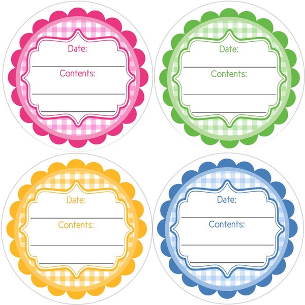 1.9 inch round canning labels in 4 colors gingham blank write in stickers for leftovers