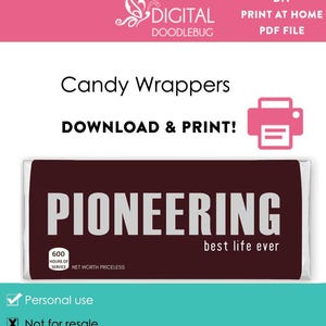 DIY printable candy bar wrappers template, Jw Pioneer school appreciation gift 2024 Digital File Instant Download 600 hours