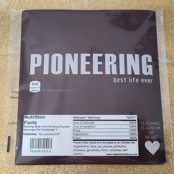 PRINTED Chocolate candy bar wrappers Jw gift 2025 Pioneer school appreciation 600 hours