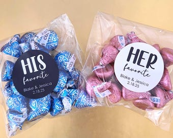 Custom wedding favors His favorite Her favorite stickers with bags