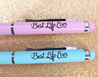 Pen with stylus JW pioneer school gift for sisters or brothers pink or aqua Best Life Ever letter writing baptism gift
